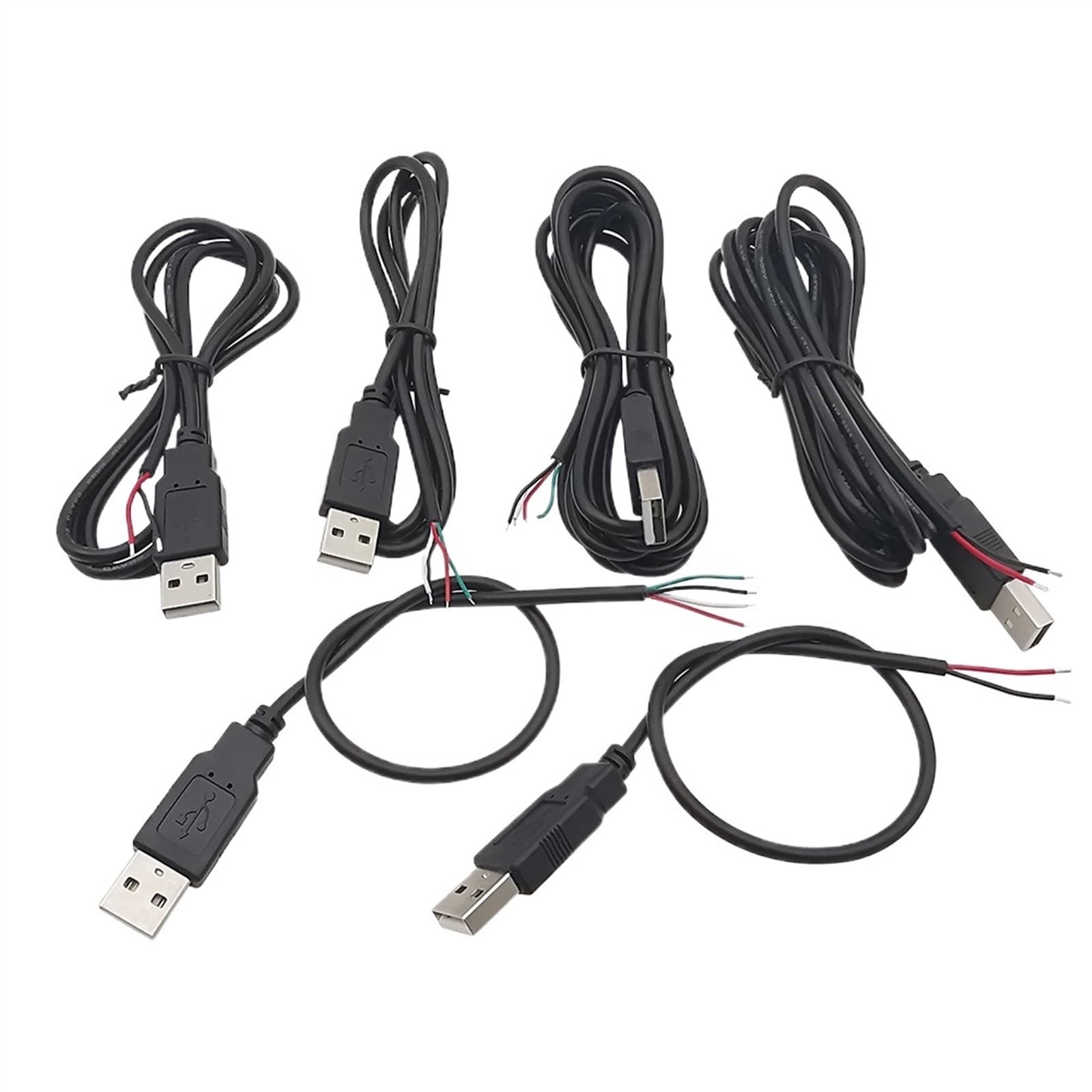 1/2/5 sztuk 2 piny 4 piny 5 V USB 2.0 typ A męski kabel zasilający złącze przedłużacz ładowania kabel 0,3 m / 1 m / 2 m (2 piny USB męski 30 cm, 5 szt.)