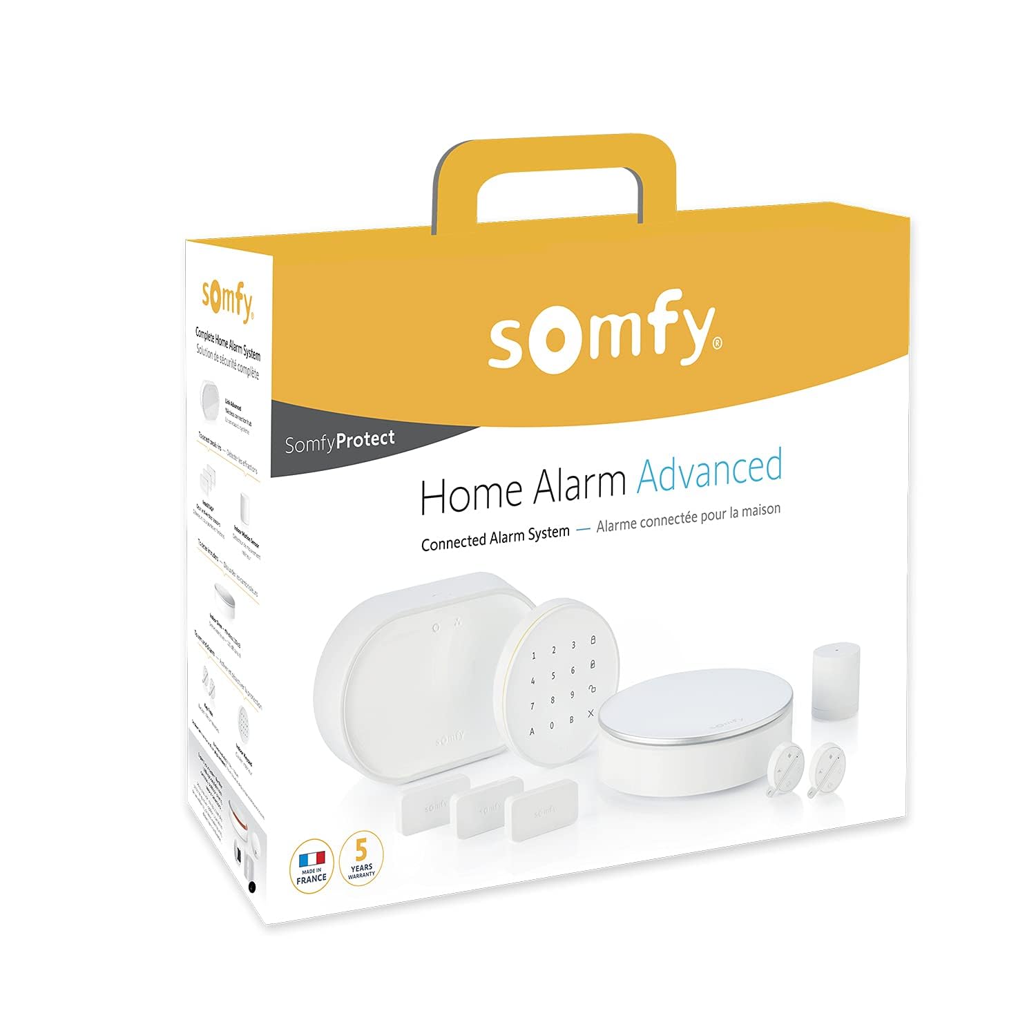 SOMFY 1875259 - Alarma de hogar Avanzada, Sistema de Alarma con conexión inalámbrica, Somfy Protect, Compatible con Alexa, Asistente de Google y Tahoma, Blanco