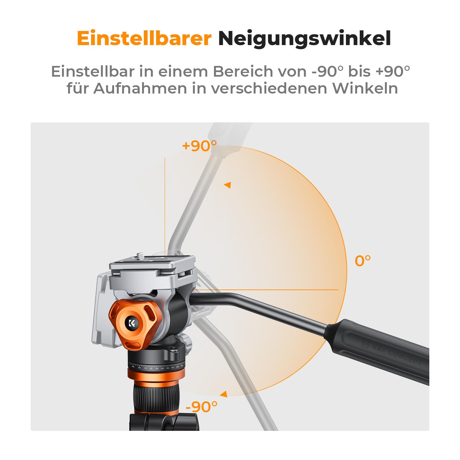 Stativkopf, K&F CONCEPT FH-03 Fluidkopf,Stativkopf für Stativ,Videokopf mit Arca-Swiss Schnellwechselplatte, Dämpfungskopf kompatibel mit DSLRs, spiegellose Kameras, Filmkameras, Belastung bis zu 5kg