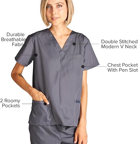 Miniatura 5 de Dagacci Scrubs Uniforme Médico para Mujeres y Hombres Conjunto de Scrubs Médicos Top y Pantalones