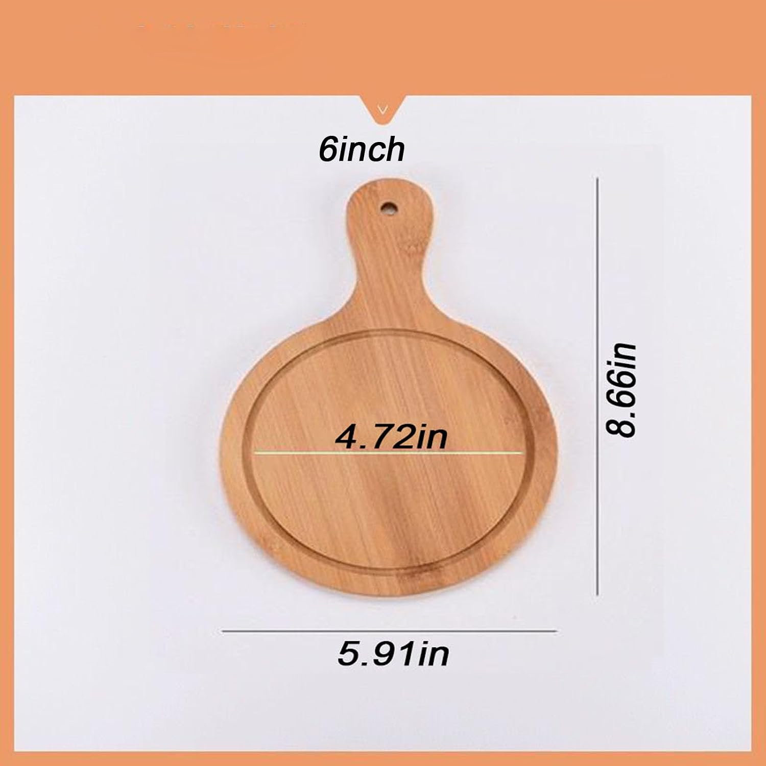 Nanmu Wood Round Platter, Thick Charcuterie Board with Handle Large, for Cutting Pizza .Steak Fruit (6inch)
