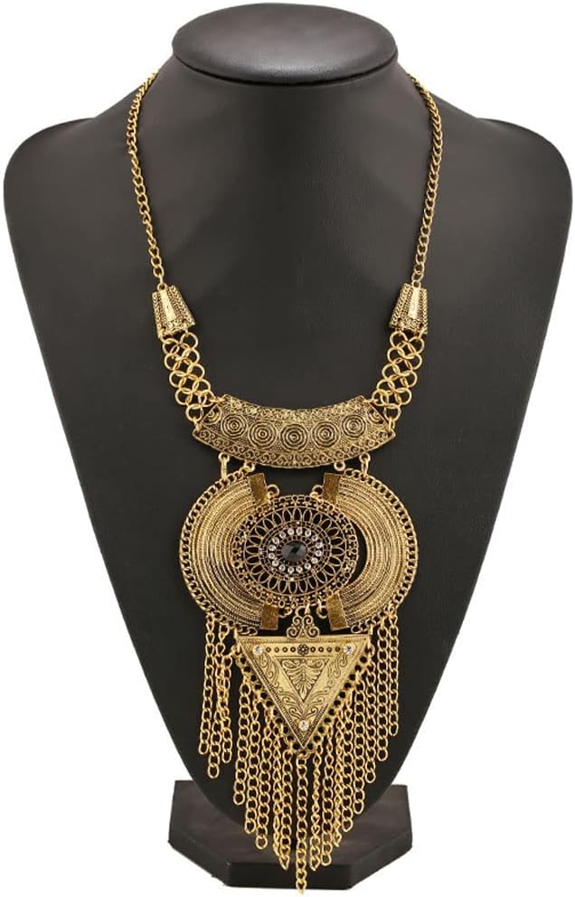 YAZILIND Clavicle Chunky Pendant Necklace Chain Tassels Exaggerated CZ Vintage Ethnic Long Sweater Bohemian Statement - Image 2