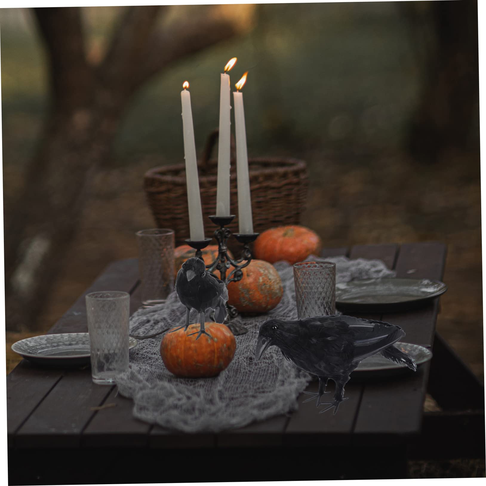 TOYANDONA 3 Stück Halloween Krähen Dekoration Schwarz Realistische Federoptik für Innenbereich und Gartenparty