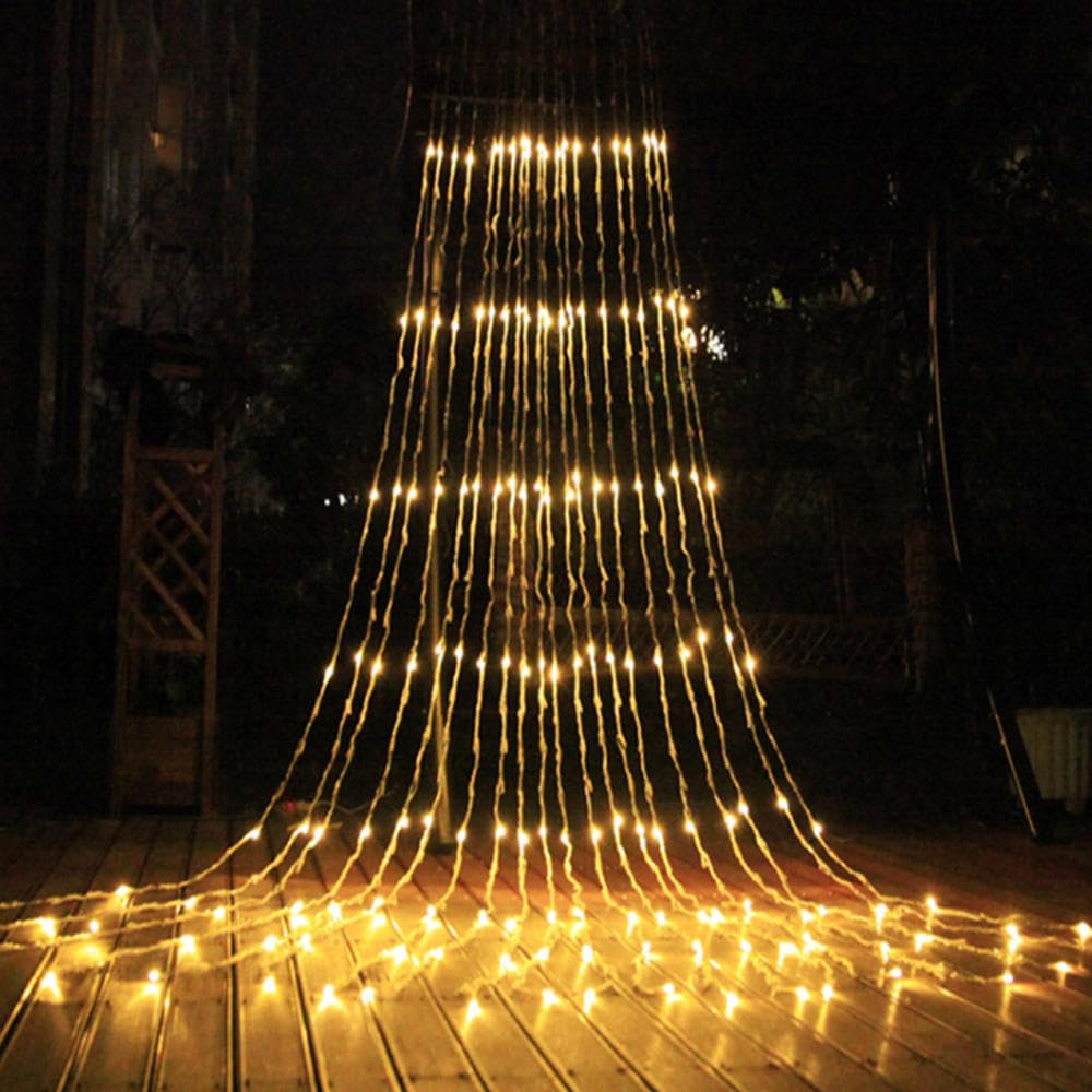 TechPride 100 LED Waterfall Fairy Curtain Lights for Bedroom, Christmas Hanging String Lights for Window Backdrop Wall Wedding Patio Indoor Dorm Party Decor, Warm White (Waterfall (Warm White))-image-35