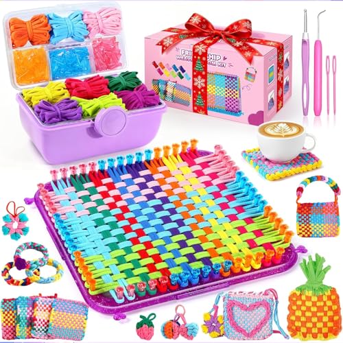 Image of 478Pcs Weaving Loom Kit, Knitting Loom with Binding Needles & Colored Rings | Perfect for Making Handbags, Craft Potholders and Friendship Bracelets, Ideal Gift for Craft Enthusiasts