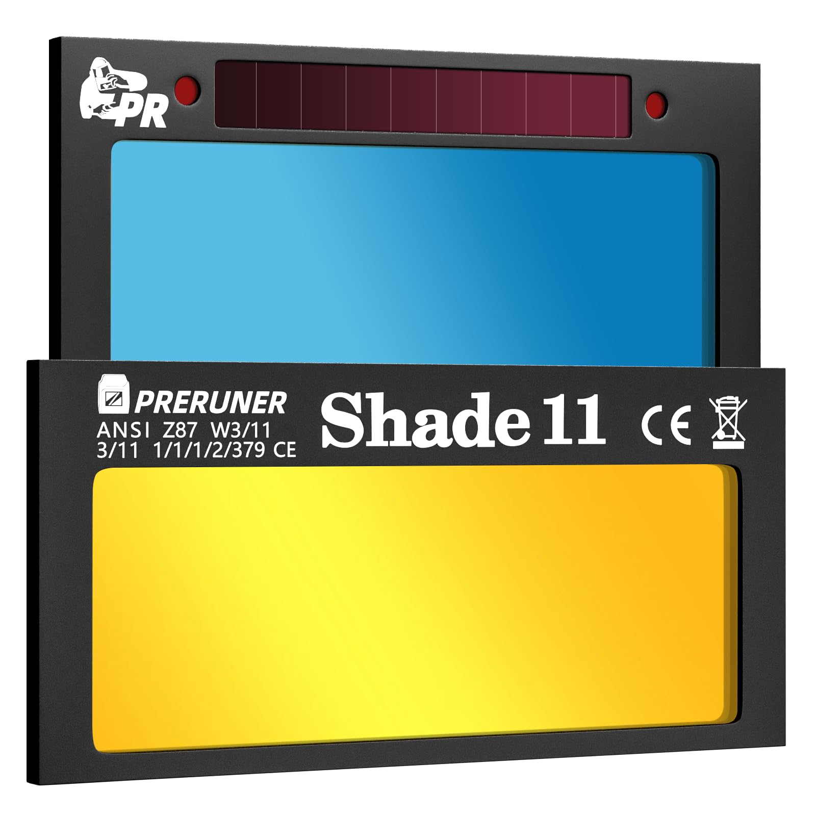 Core Series Gold Shade 11 Auto Darkening Welding Lens 2" x 4 1/4", Slim 0.2" Welding Lens with Cool Blue Puddle View for Pancake &amp; Sugar Scoop Welding Hoods