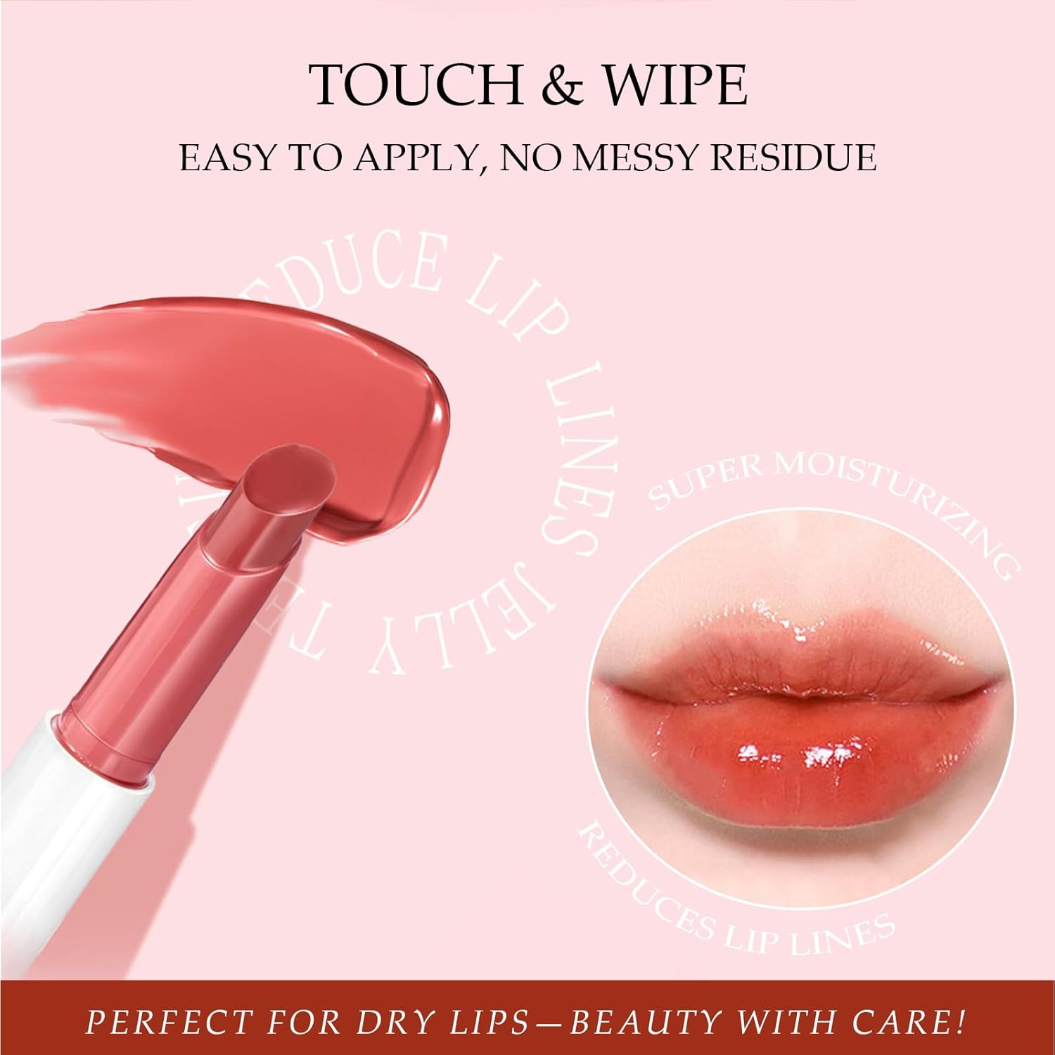 Lip Balm Gloss - Pressable Tinted Lip Balm for High Glassy Shine, Hydrating & Non-Sticky with Sheer Watercolor Tint & Plumping Effect, Everyday Wear (0.15fl.oz) - Image 5