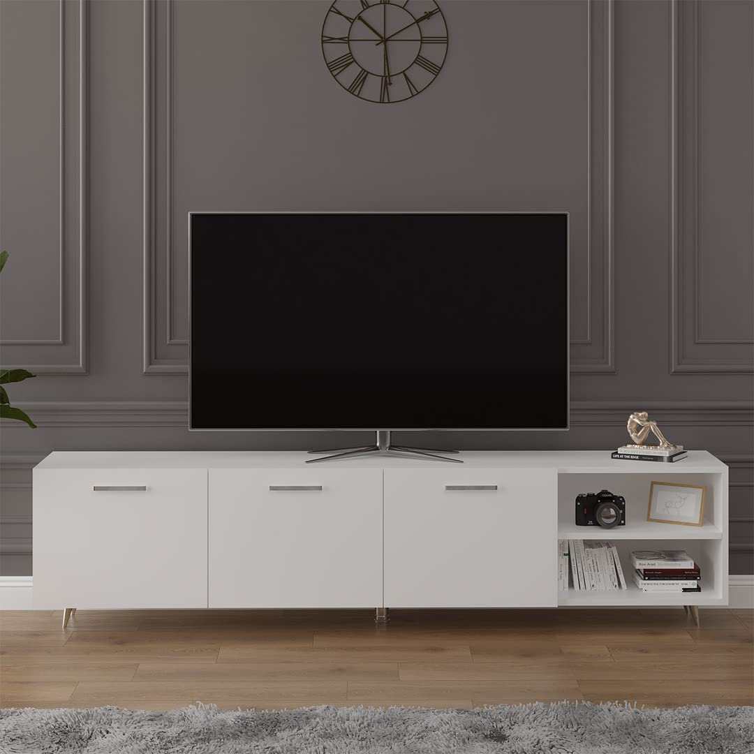 ASRA TREND Beyaz T-18 Modern TV Ünitesi 200 cm%100 MDFLAM