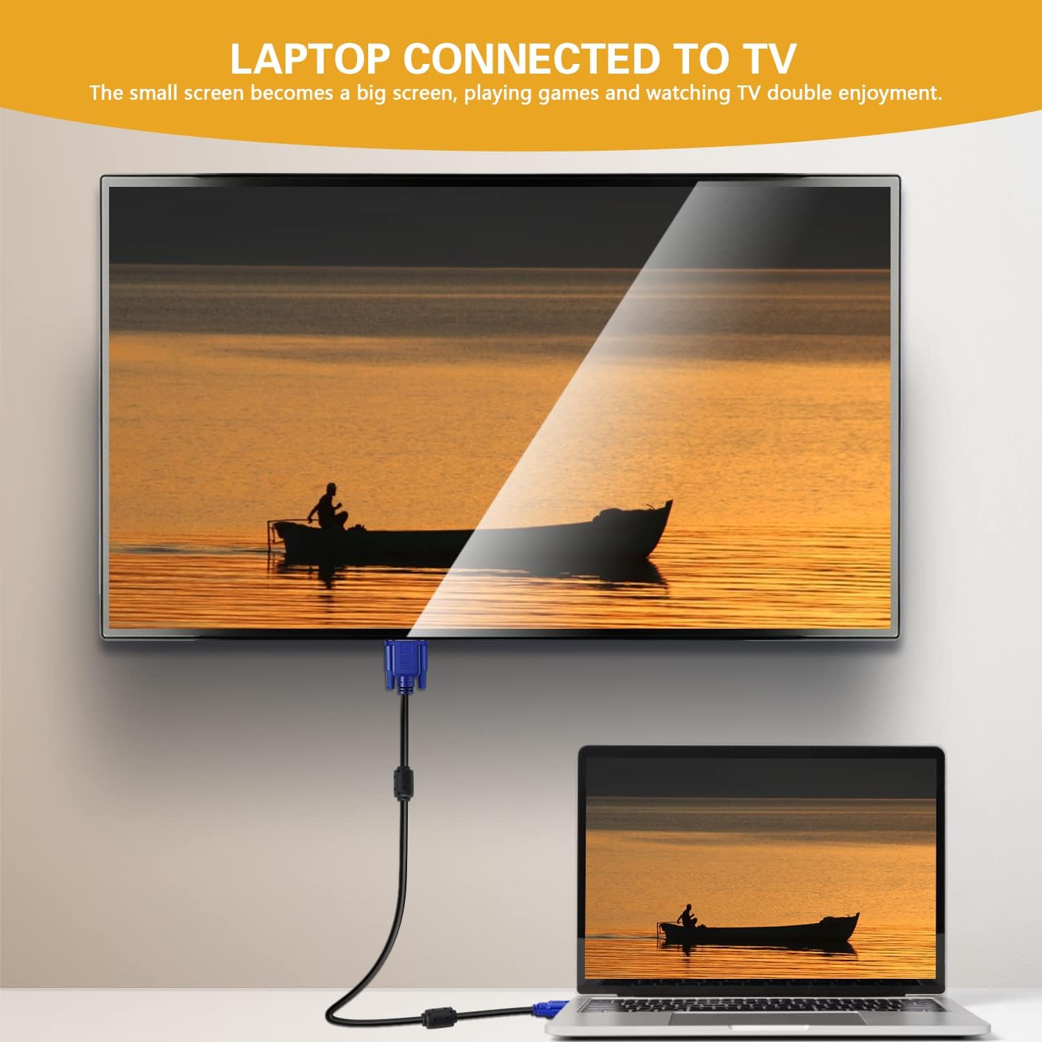 Cavo da VGA a VGA, 1,8 m, da maschio a maschio, per computer, TV, proiettore, 1,8 m (confezione da 10)