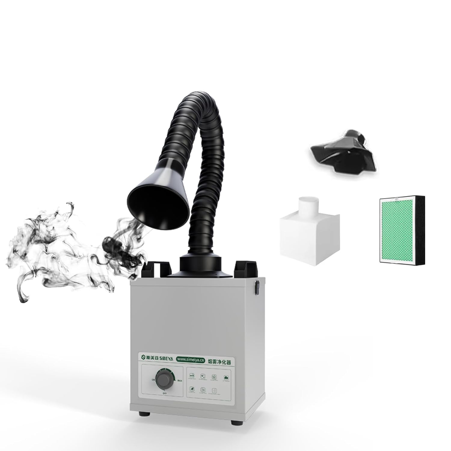 US Stock 120W Smoke Purifier Solder Fume Extractor Powerful Suction Low-Noise 3-Stage Filtration System with 12 Filters for Laser Welding Smoke Absorption and Desktop Soldering