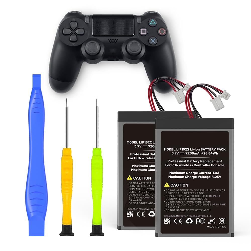 Pack of 2 Replacement Batteries for PS4 Controller, 2026 Upgrade 7200 mAh High Capacity Batteries Compatible with Sony PS4 Slim/PS4 Pro Dualshock Controller CUH-ZCT2 CUH-ZCT2E CUH-ZCT1E CUH-ZCT1U with