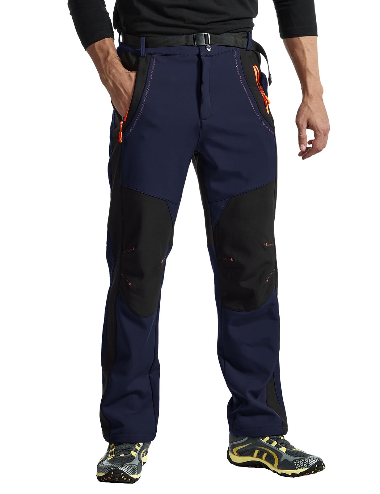 donhobo Pantalon de randonnée pour homme - Imperméable - Coupe-vent - Chaud - En softshell épais - Pour l'extérieur, le ski, le trekking
