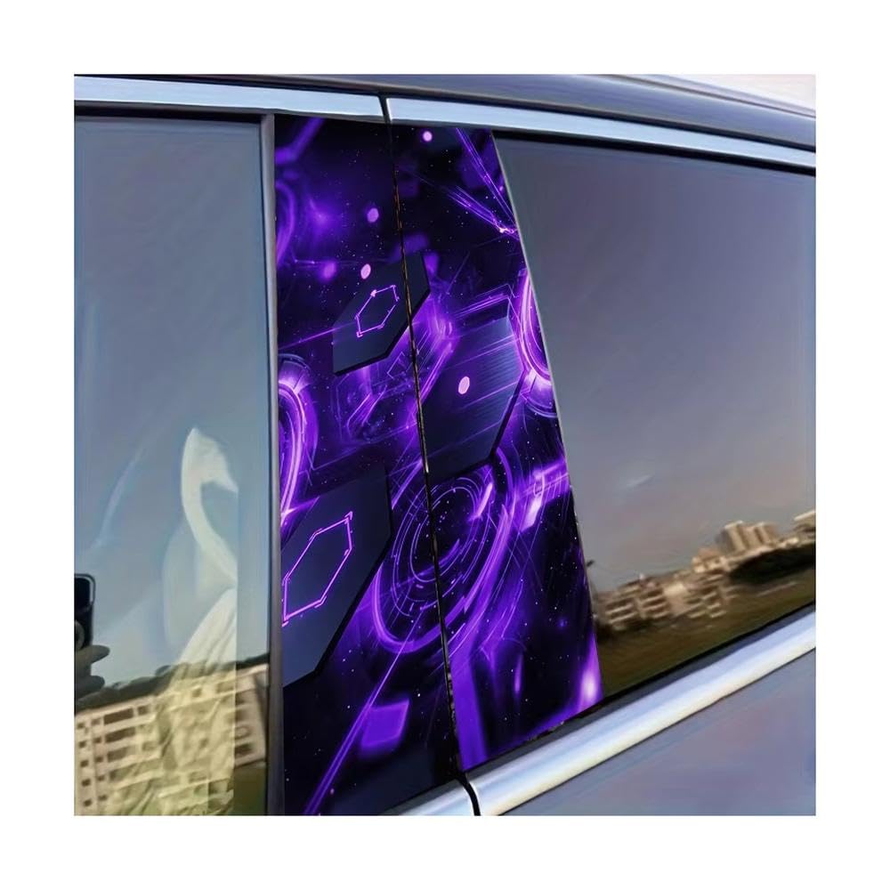 Decorative Items 2pcs Car Door Post Decals Sci-fi Effects Glossy Material Protective Film