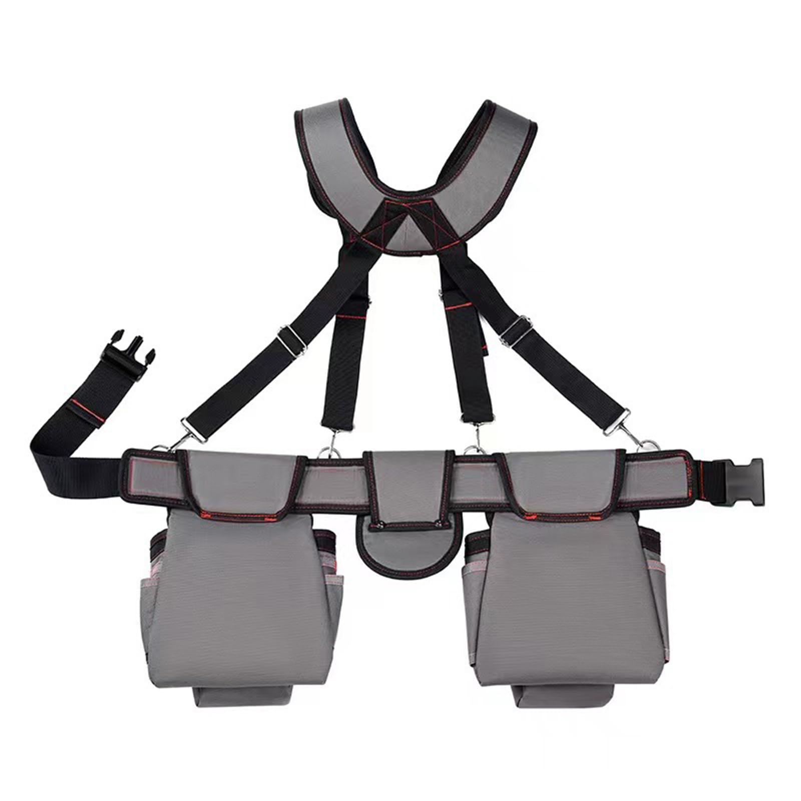 Electrician Tool Belt Adjustable Suspenders Tool Pouches Organizers for Carpenters Construction Workers and Gardeners Large Pouches