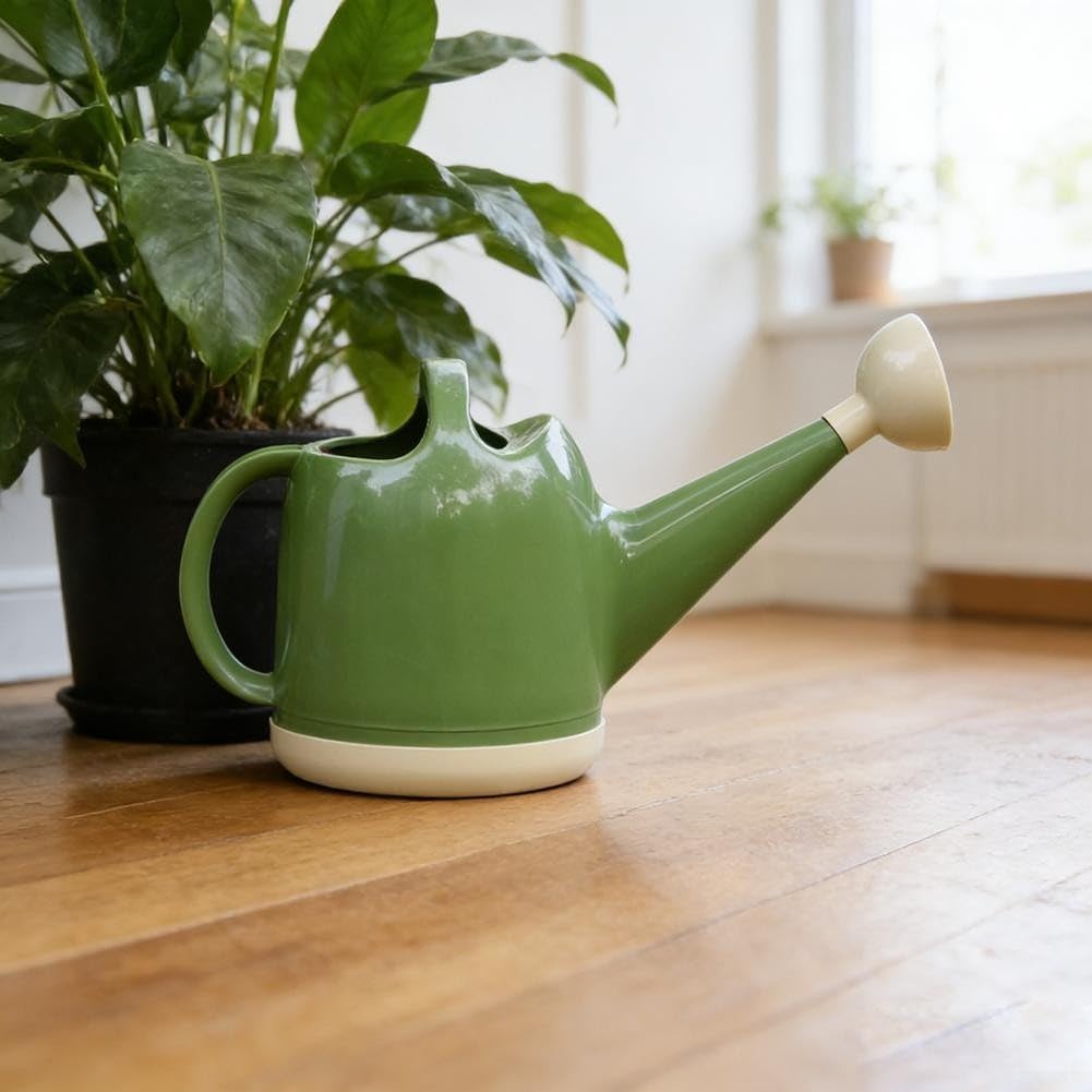 Annaffiatoio da 4 l, in plastica, con beccuccio lungo, con testa di spruzzo staccabile per un flusso preciso, per bambini e uso domestico in giardino in beige o verde (verde chiaro 4L)