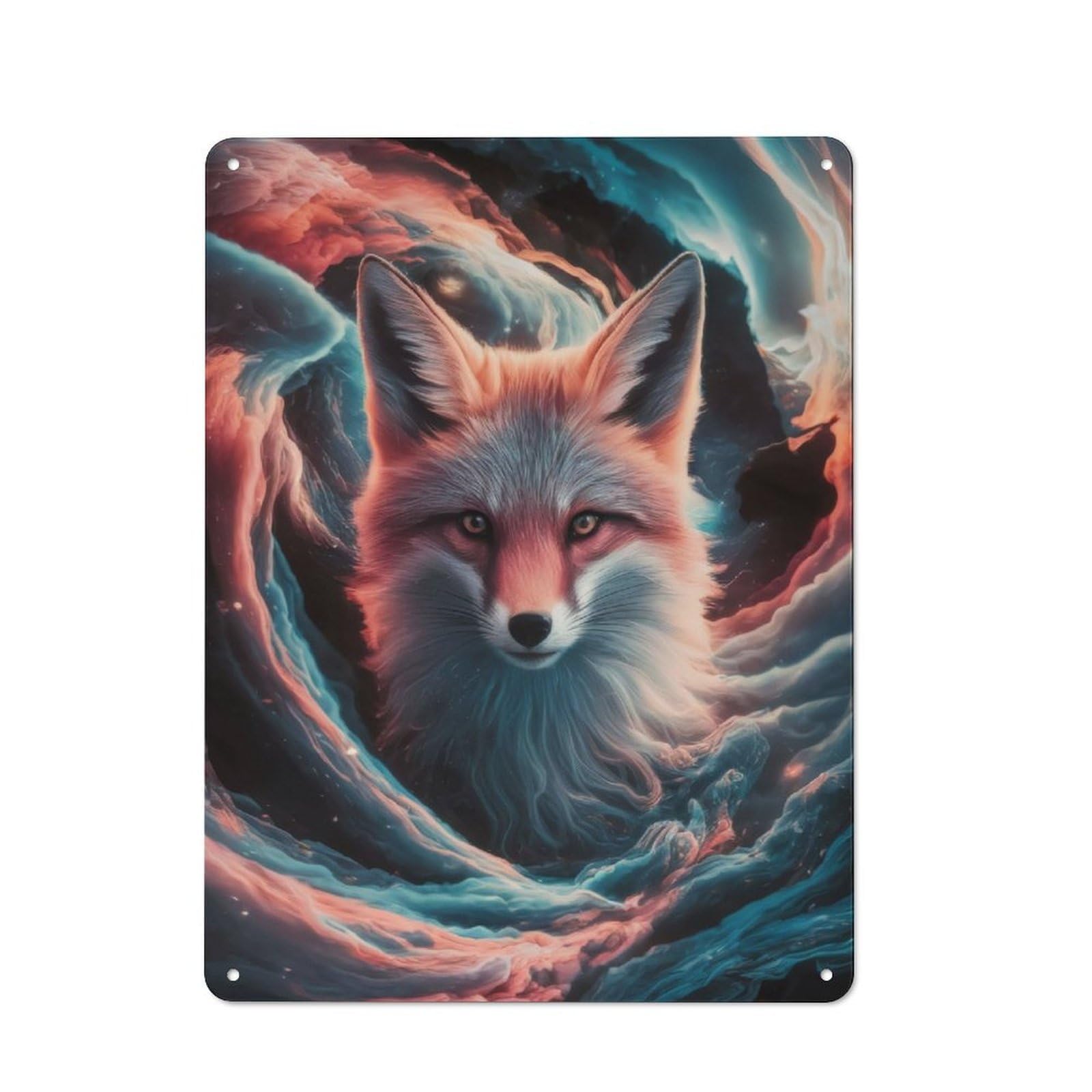 Junmoney Fox Clouds Metal Sign 40X30cm With For Hallway Wall, Vintage Decor, For Garage, Workshop And Man Cave Decoration