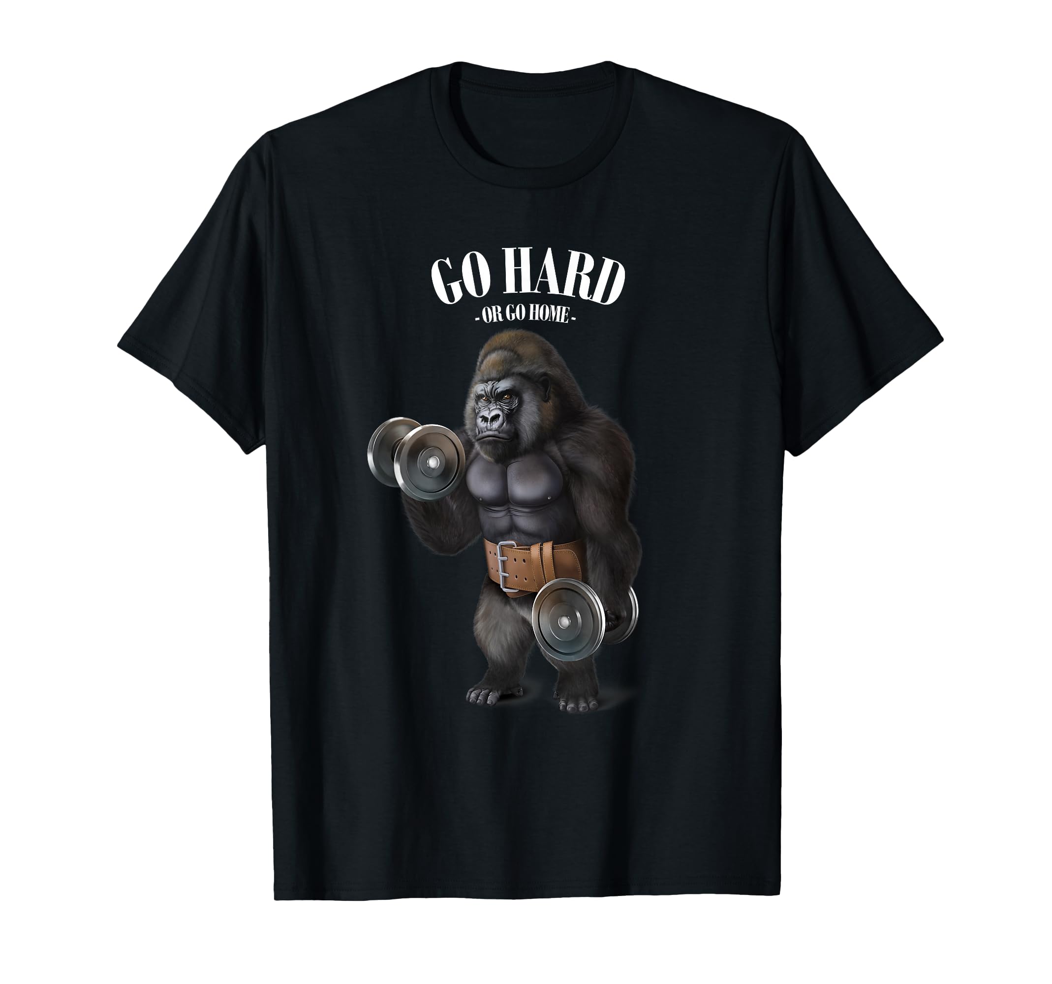 Gorilla Muscle Training with Dumbbell in Fitness Gym T-Shirt