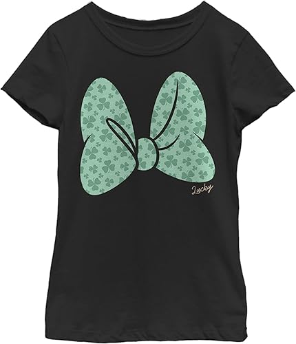 Disney Characters Clover Bow T-shirt à col rond pour fille, Noir , M