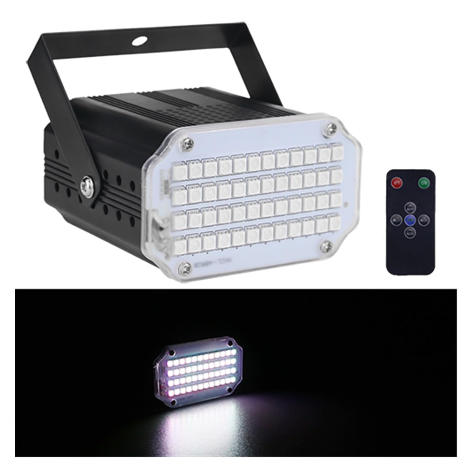 Oświetlenie Sceniczne, 48 LED RGB UV białe światła stroboskopowe Disco impreza z dj-em wakacje świąteczna muzyka klubowa aktywowana dźwiękiem lampa błyskowa efekt oświetlenia scenicznego(Wit)