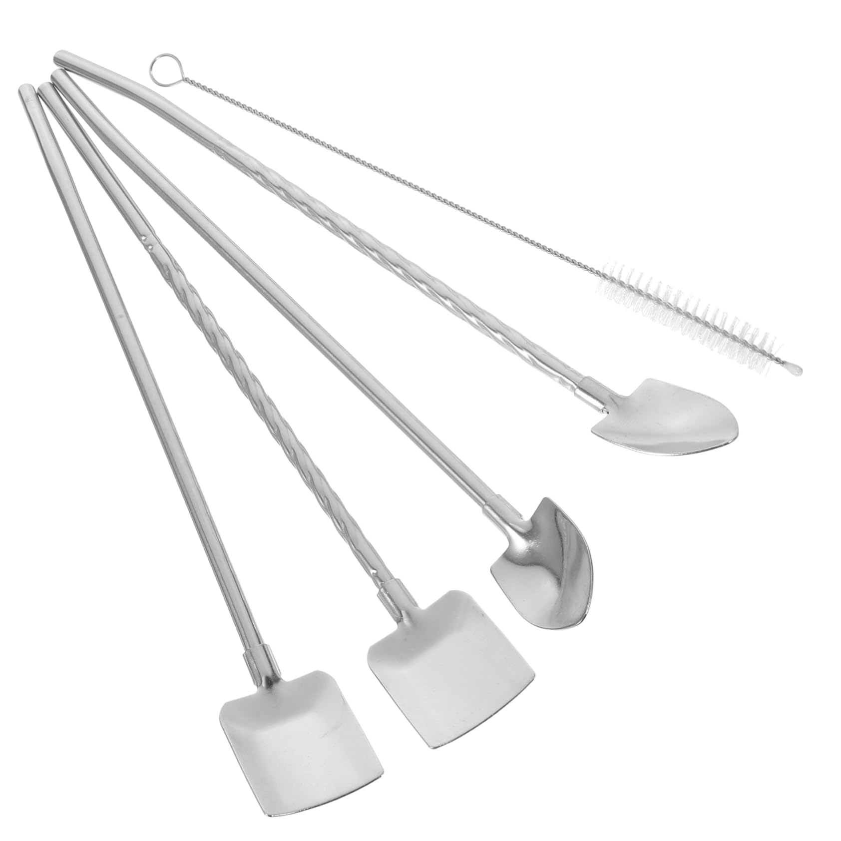 MOLUCKFU 1 Set Watermelon Shovel Spoon Straw Coffee Stir Spoons Ice Cream Spoon Iced Tea Spoon Stirring Straw Kitchen Supply Coffee Stirring Spoons Spoon Straws Stainless Steel Silver