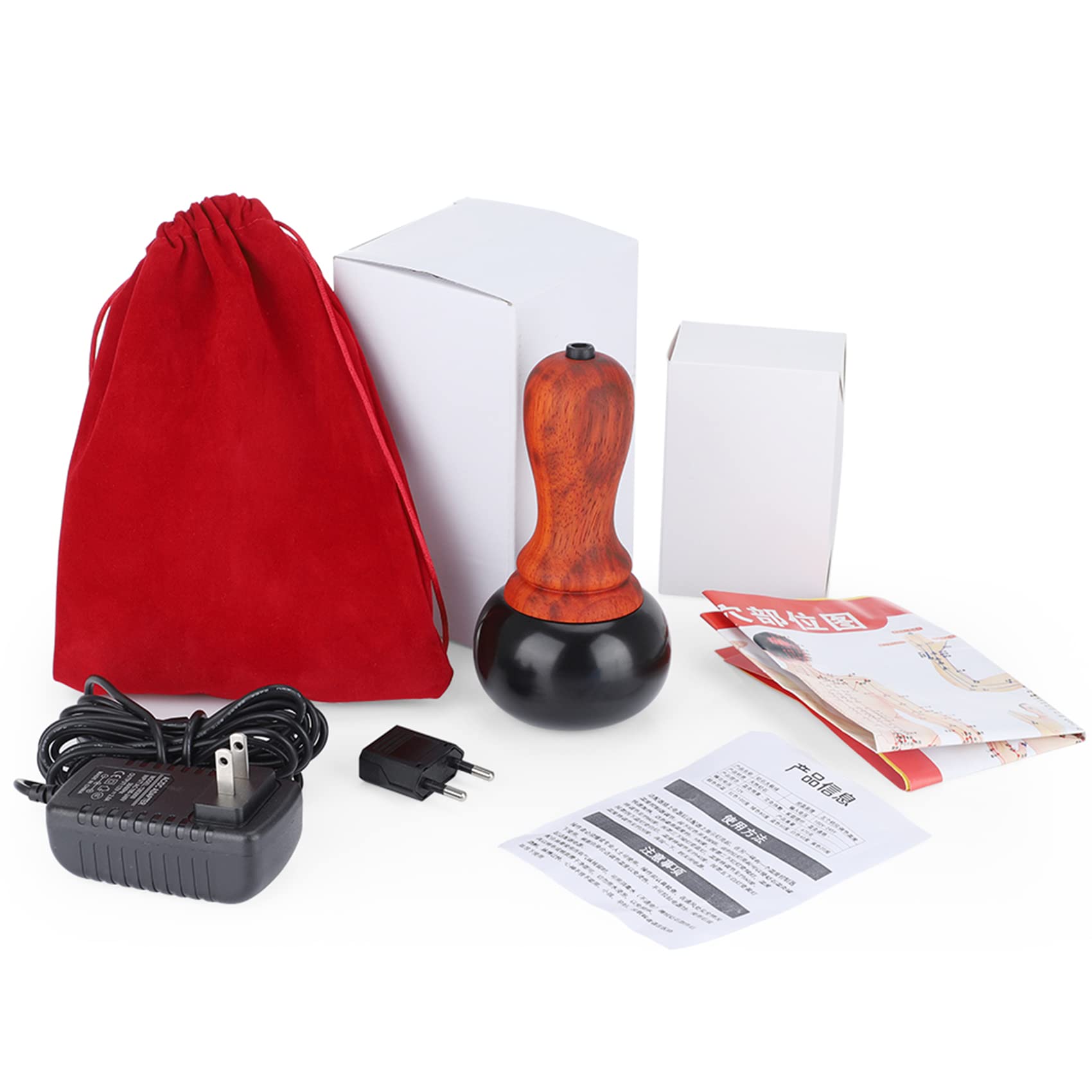 Masajeador eléctrico de Piedra Caliente Gua Sha, Piedra Natural GuaSha para raspar la Espalda, Masaje Facial para el Cuello, relajar los músculos, Cuidado de la Piel, SPA,Marrón