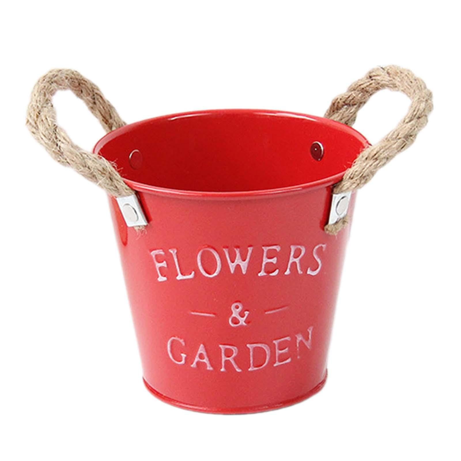 Quxvuis Flower Pot Or Bucket For Balconies Elevated Metal Bucket Planter For Flowers Rustic Garden Plant Pot Decoration Retro Flower Planter Plant Iron Metal