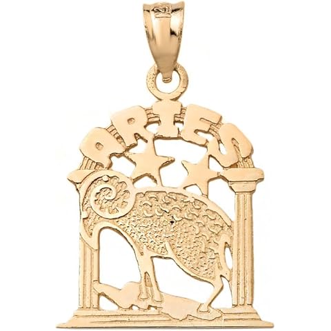 Astrology Jewelry Fine 10k Yellow Gold Aries Zodiac Sign Personalized Charm Pendant