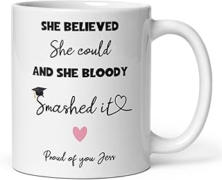 Confidently Quirky - Personalised She Believed She Could Graduation White Mug, Graduation For Her, Proud of You Daughter Graduation Gift, Graduation class of 2023 for her