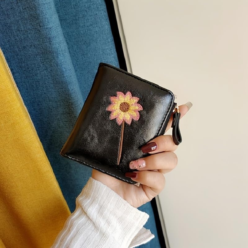 Retro Flower Pattern Short Wallet, Classic Clutch Coin Purse, Textured Card Holder2