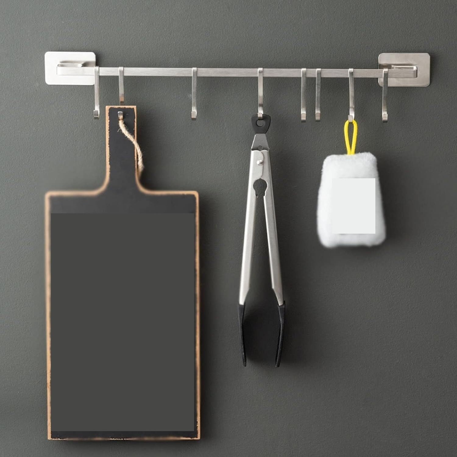 Utensil Rack,Kitchen Hanging Rail,Wall Mounted Utensil Racks,Kitchen Hanging Rail,Kitchen Utensil Holder, Stainless steel Pot Rack with 6 Hooks, Wall Mounted Kitchen Utensil Organizer Rack(Size : 35cm