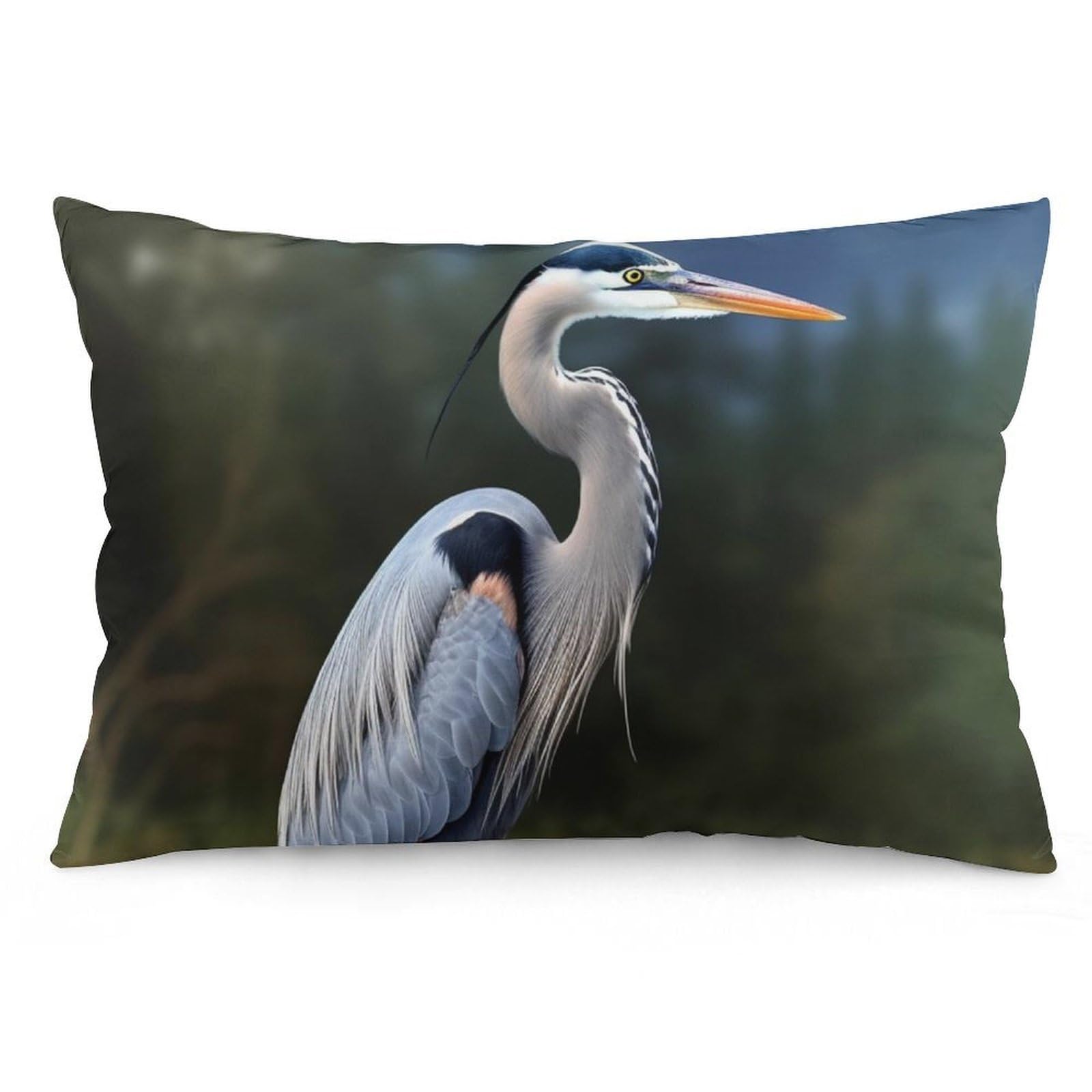 Velvet Pillowcases Standard Size 12 "x20, Ultra Soft Breathable Pillow Cases for Bed, Luxury Cozy Fuzzy Pillow Shams, Lumbar Pillow Cover, Heron Cushion Case Home Decor
