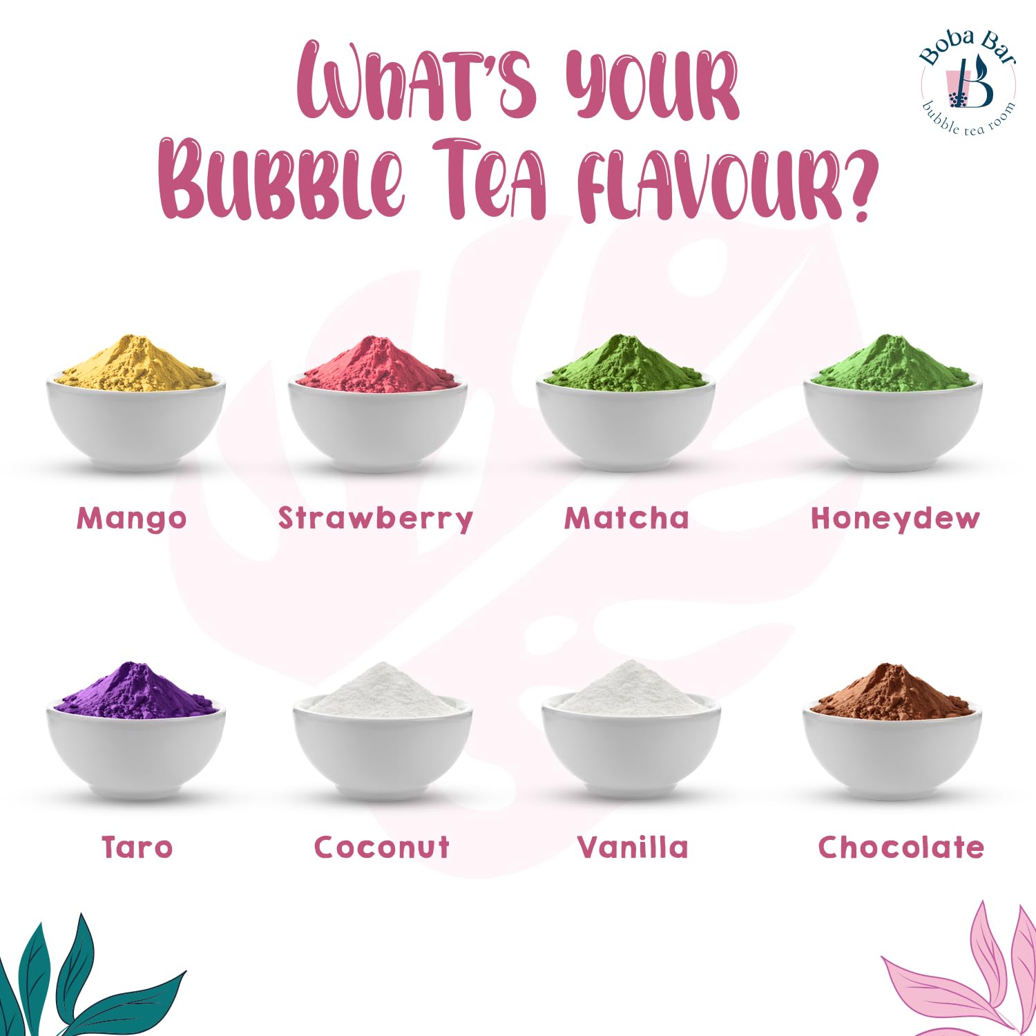 Kit de Té de Burbujas de Leche | 8 Sabores, 8 Boba & Jelly (8 Porciones) | Bolsas de Té Verde y Assam | 2 Tarjetas de Recetas de Boba Bar London