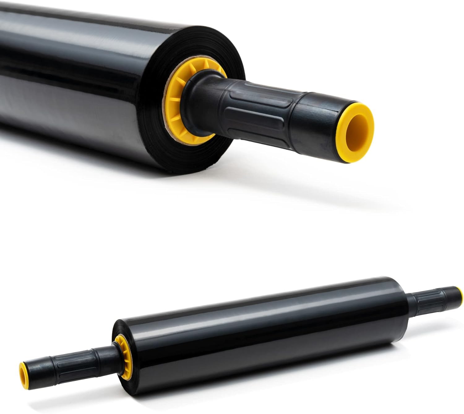 RAGO® Stretchfolie Schwarz 2 Stück I Möbelfolie 300m folie für möbel Hand Stretchfolie rollen I Palettenfolie Handfolie Wickelfolie I Verpackungsmaterial (40 x 9,5 x 9,5 cm) 1,85 kg I 300m Länge