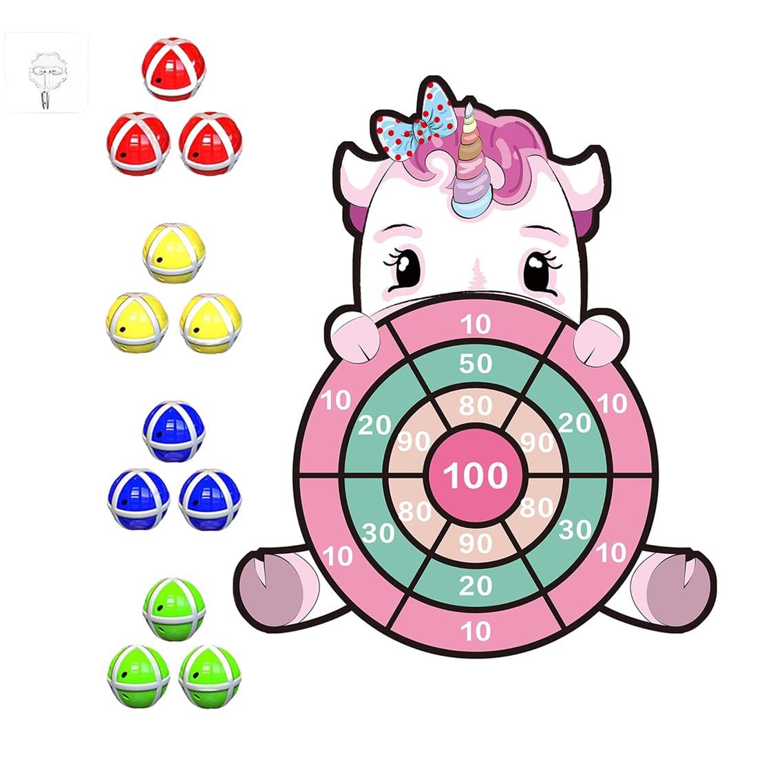 LAKPYN 1 Pezzi Giochi Bambini Giocattolo per Freccette Bersaglio, con 12 Palline Adesive Giochi e 1 Gancio per Bambini da Giardino Viaggio 3-10 Anni, Regalo Natale Compleanno 4-9 Anni - 1
