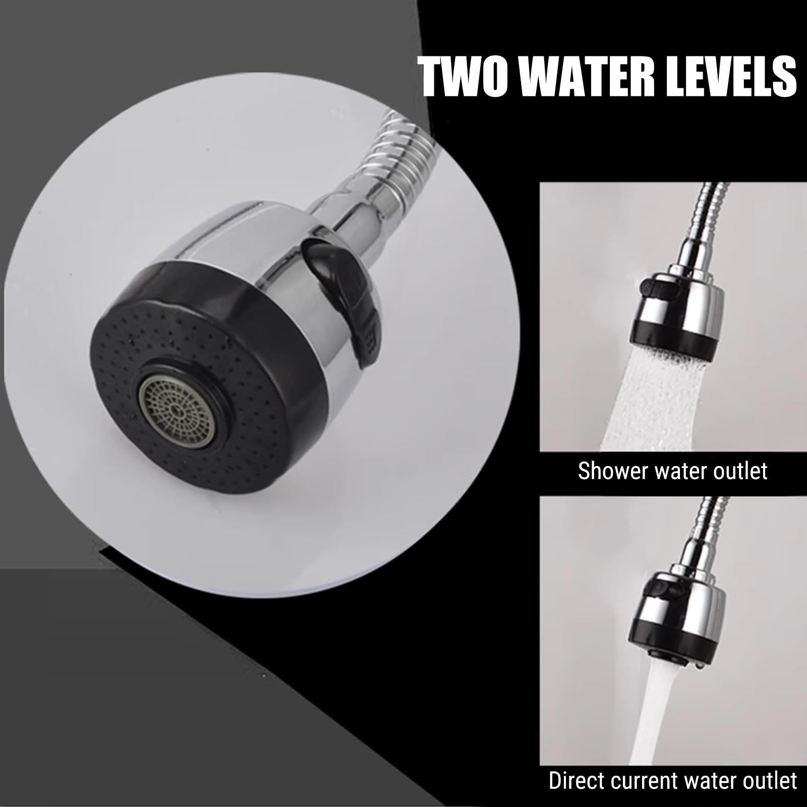 Grifo Cocina Fregadero De Pared Flexible, 360° Giratorio Grifo De Cocina Y BañO De Agua Fria Con 2 Tipos Aerosoles, Acero Inoxidable Monomando Grifo Para Fregadero De Cocina, Ahorro De Agua