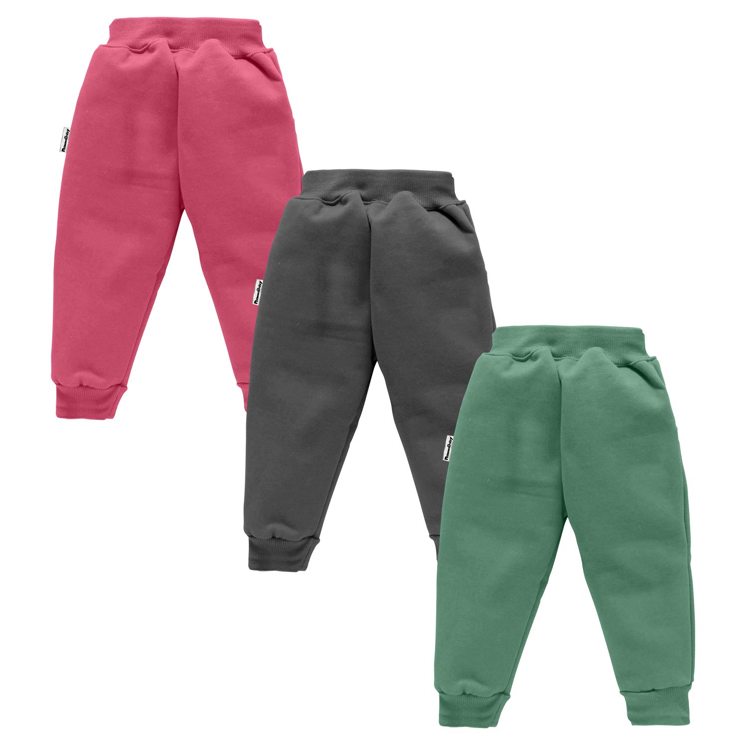 NammaBaby Boys' & Girls' Regular Fit Trackpants Kids Unisex Cotton Trouser Style Thick Pants Lounge Pant with Pocket Pack of 3 (Multi, 8-9 Years) Multicolour