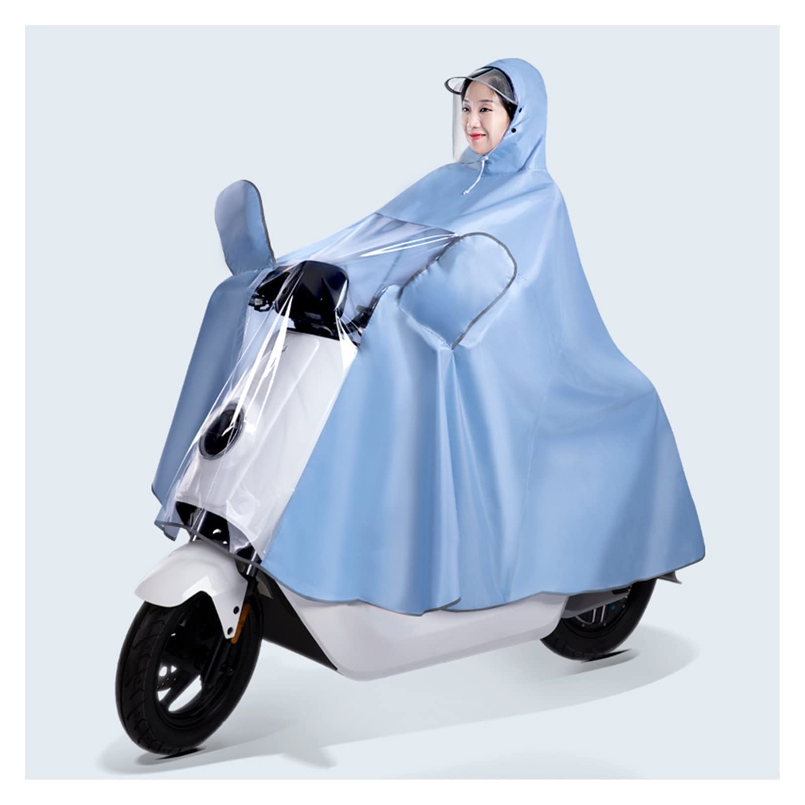 Dqzrtueca Unisex Blue Cycling Rain Poncho Hooded 4XL Multicolor Single/Double For Bikes E-Bikes Scooters(,Single)