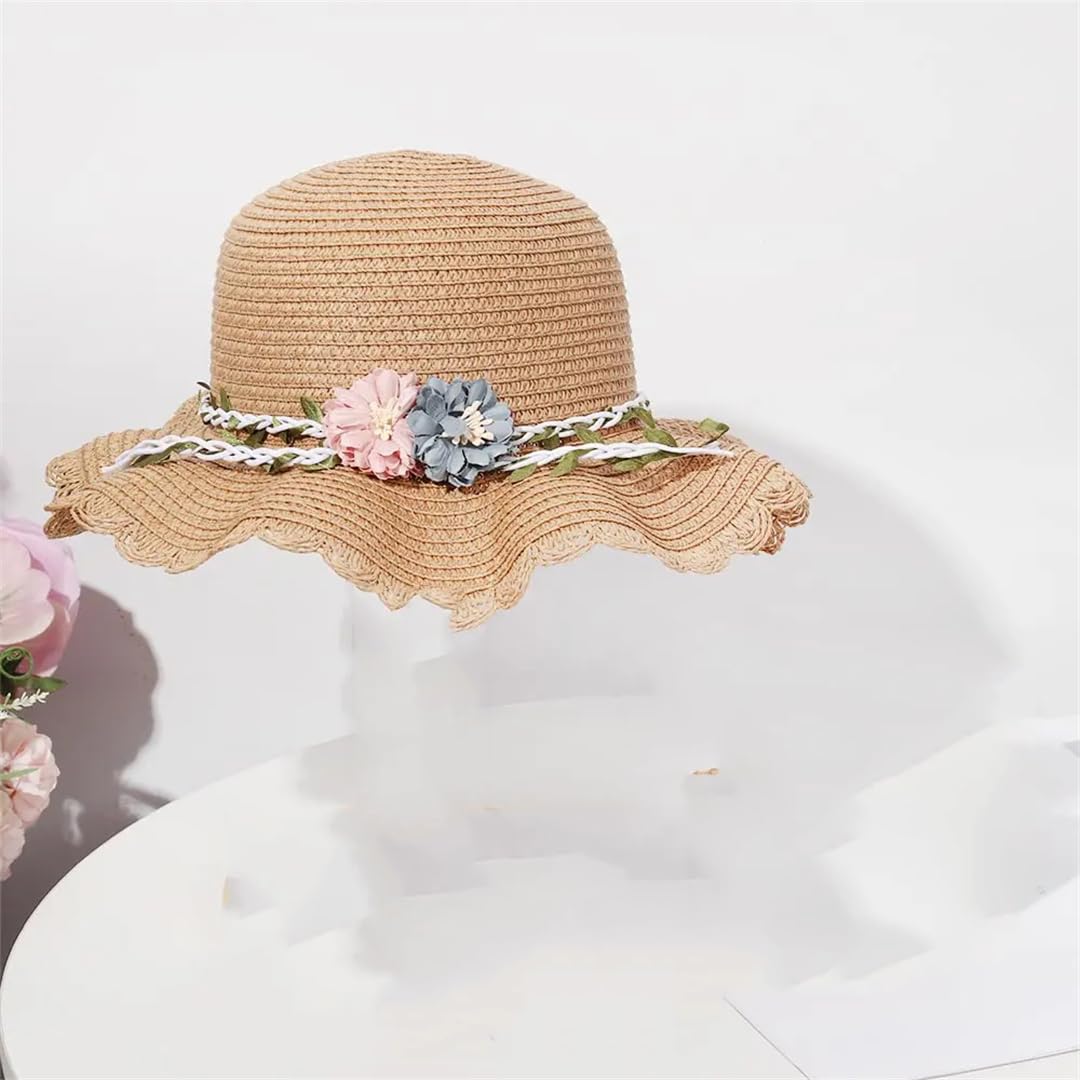 Yeuyyben Ragazza Beach Hat Summer Kids Flower Caps Bag Baby Weave Paglia Bambini Messenger Zaino