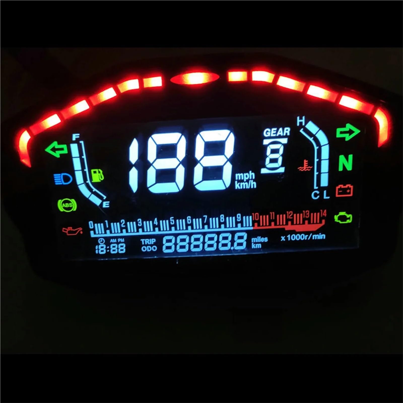 Prędkościomierz motocyklowy Uniwersalny motocyklowy prędkościomierz LCD pasuje do BMW pasuje do Honda 1 2 4 cylindry Moto cyfrowy licznik kilometrów deska rozdzielcza