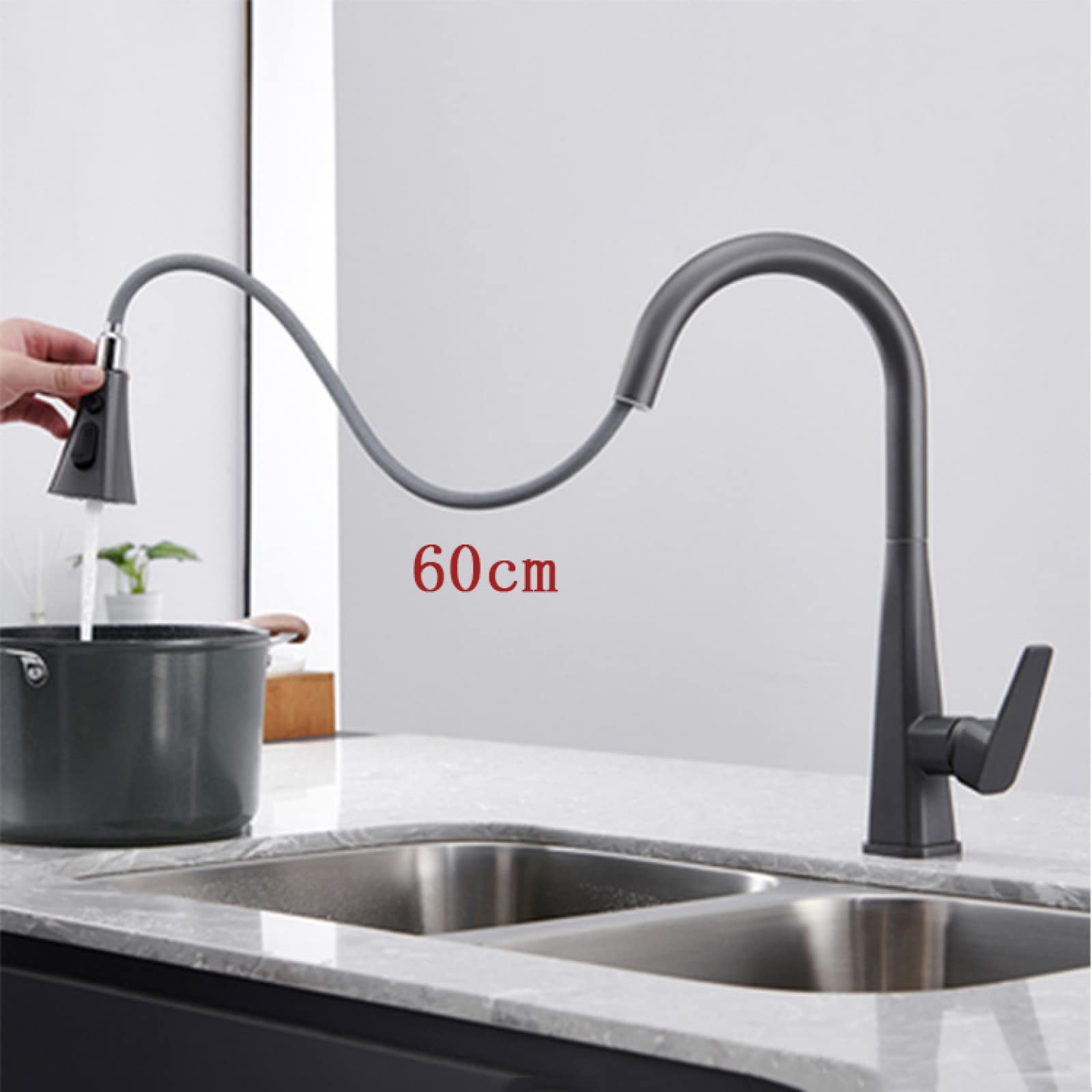 Grifo de Cocina extraíble Giratorio de 360 Grados con 3 Funciones - Diseño Moderno de una Sola manija para el hogar y el Restaurante