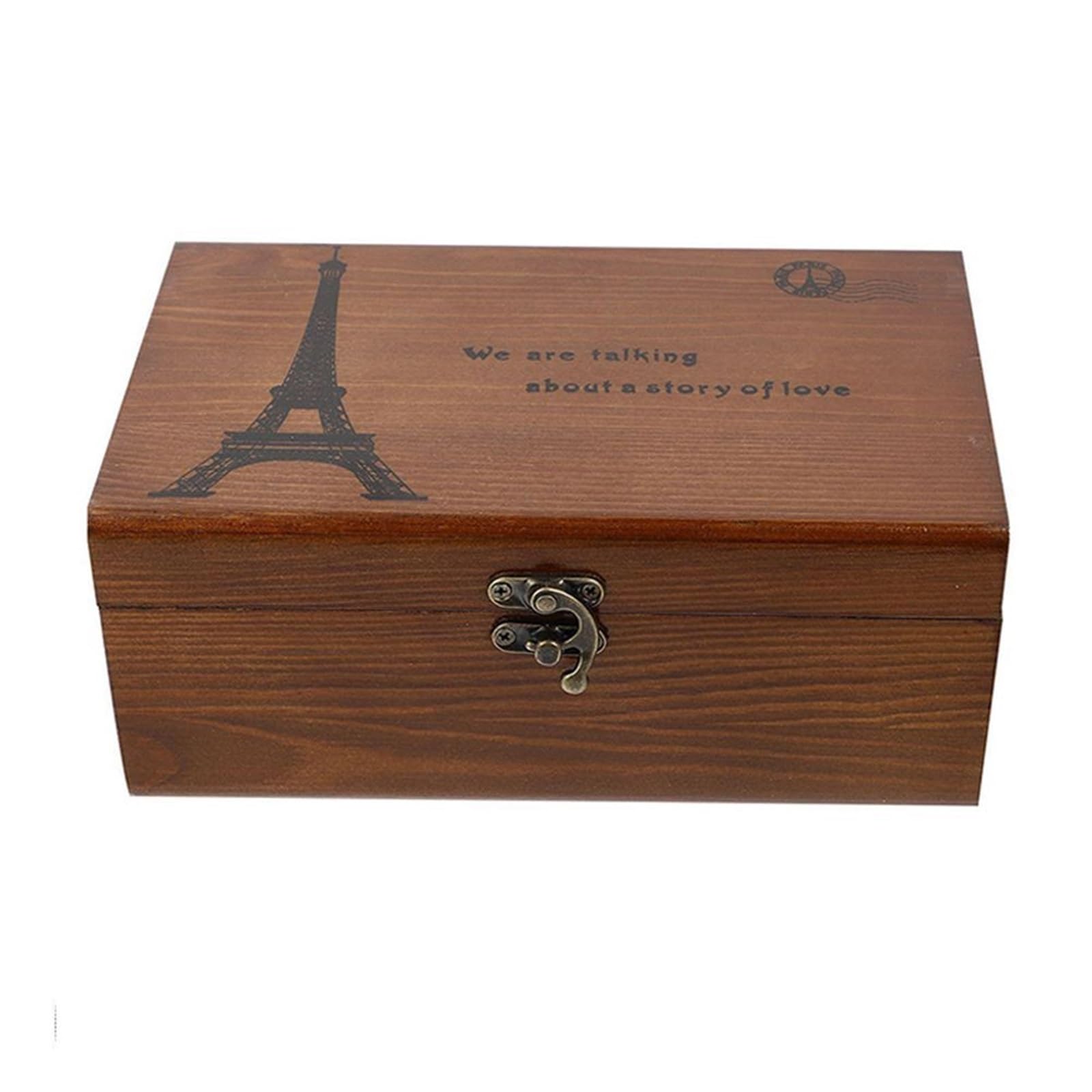 Hohota Household Vintage Needle Thread Box Empty Wooden Sewing Box Needle Thread Storage Case Organizer DIY Sewing Kit Tools(Paris)