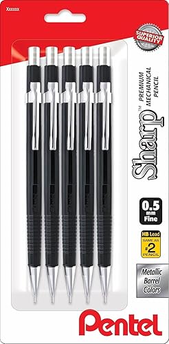 Pentel Sharp - Portaminas (0.020 in, 5 unidades), color negro