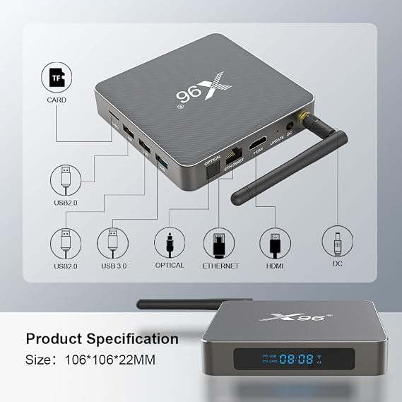 Android TV Box 11.0, RK3566 USB 3.0 Ultra HD 8K HDR 8GB RAM 128GB ROM 2.4G 5.8G Dual Band WiFi, BT 4.1,8gb+128gb