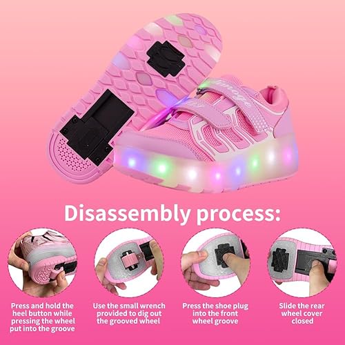 Miniatura 4 de Yogeeft Kids Shoes with Double Wheels - Upgraded Kids Roller Shoes for Gifts, Retractable Wheels Skateboarding Shoes for Boys Girls Sneakers Light