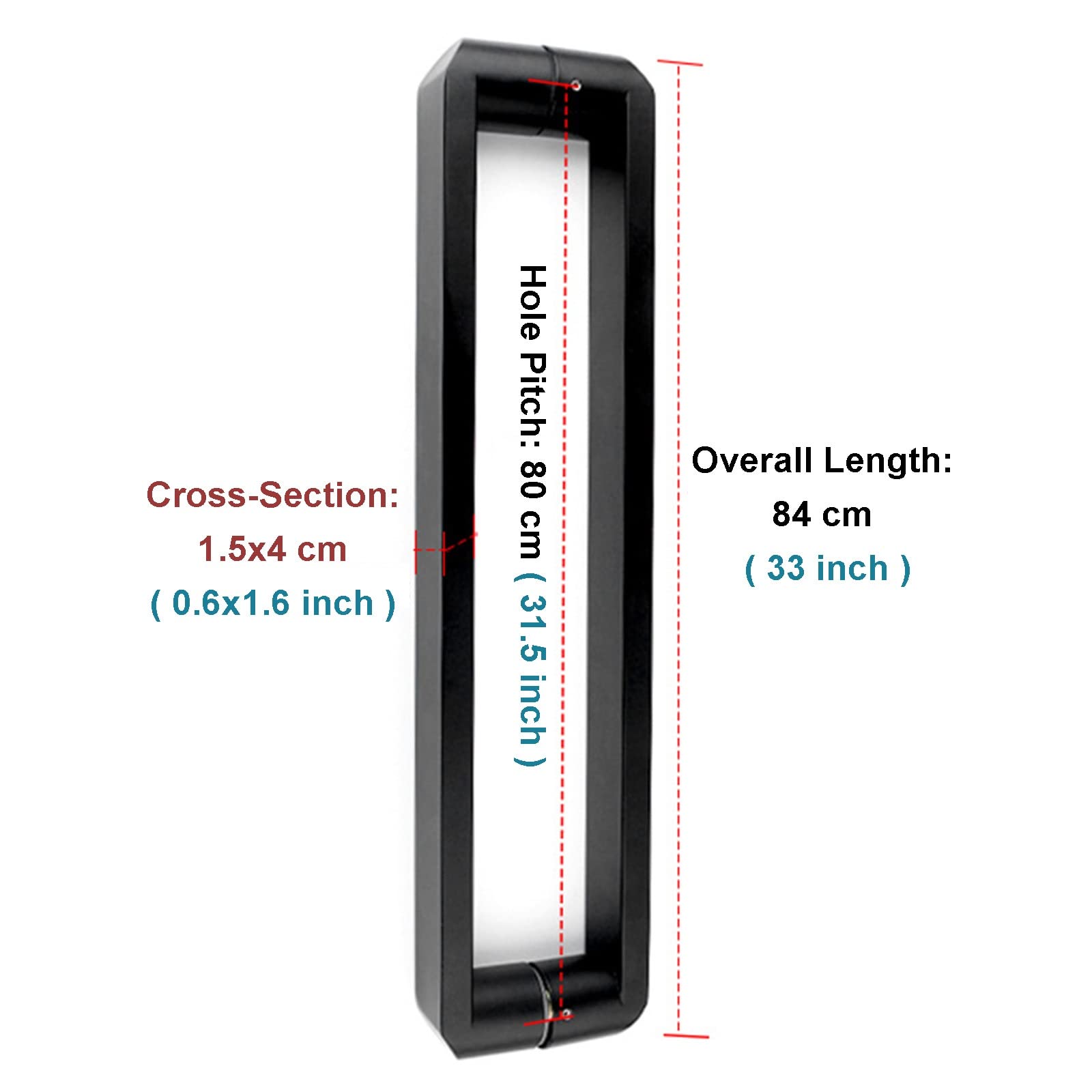 Maniglia a spinta per porte interne ed esterne, maniglia scorrevole a doppia faccia per fienile in vetro o legno, ufficio, doccia, design nero e acciaio inox