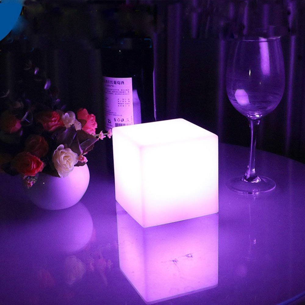 LED Cube Mood Light, Impermeable Recargable Lámpara Luz flotante,Dimmable Luz nocturna LED Luz decorativa con control remoto y 16 Modo de iluminación (20CM/7.9'')