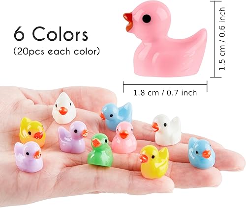 Miniatura 2 de 120 piezas de mini patos de resina, figuras en miniatura de pato pequeño a granel para fiestas, decoraciones de micro paisajes, adornos de acuario