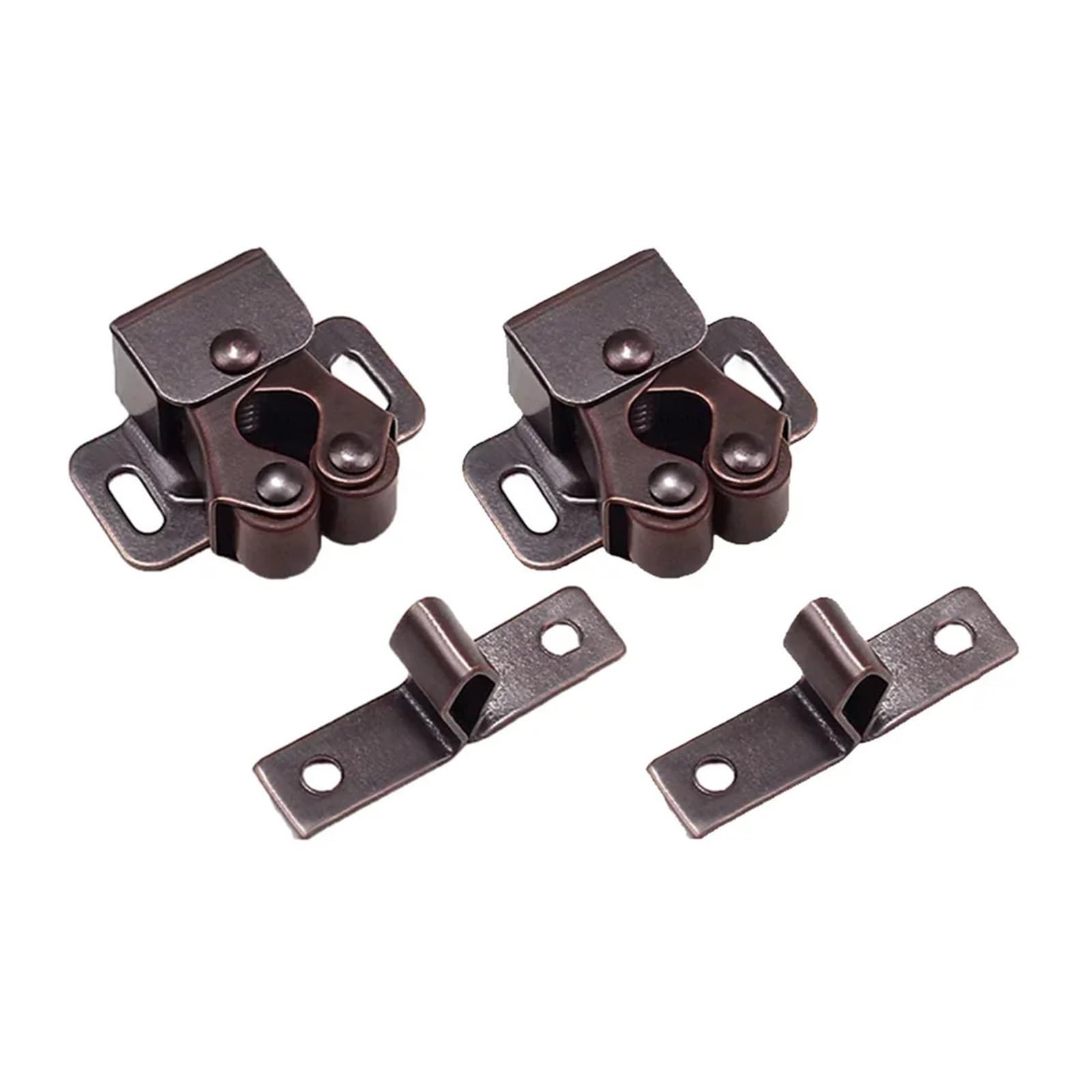 8pcs Door Close Latch Stainless Steel for Motorhomes Caravans Boats Double Roller Catch Cupboard Cabinet for Furniture(Red Bronze)