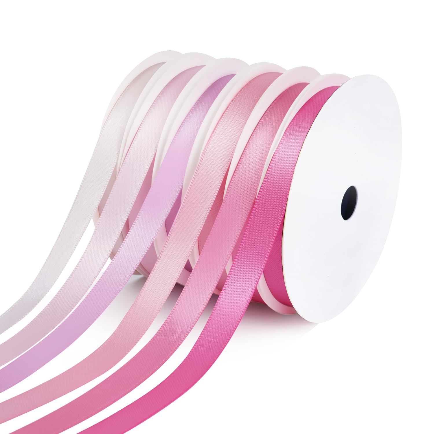 Yardinys Satin Ribbon 10mm Fabric Ribbon, Pink Ribbon Assortment Double Faced Ribbon for Gift Wrapping Flower Bouquet Wedding Party Decoration Hair Bows DIY Crafts- 10 Yards/Roll, Total 60Yds