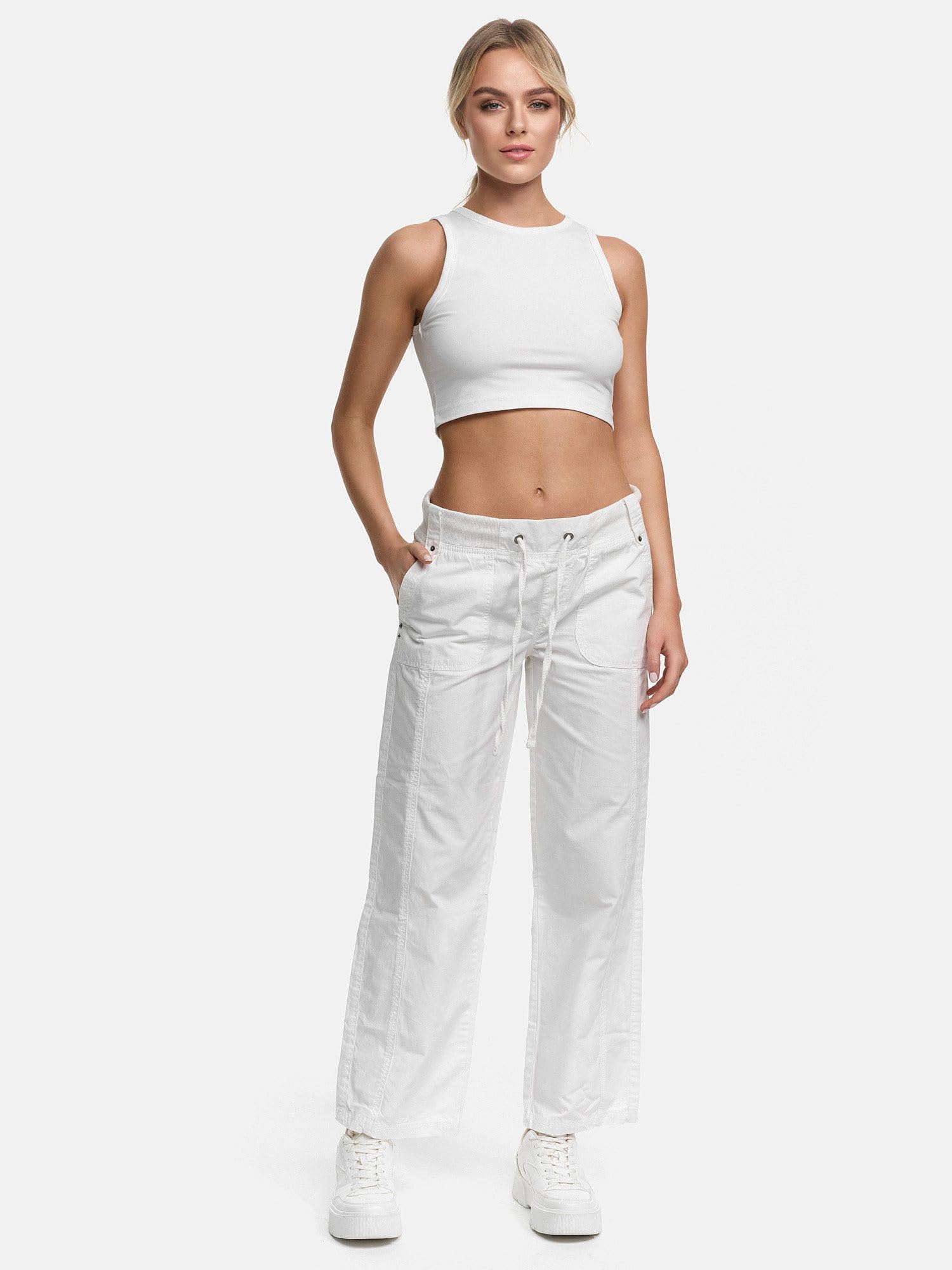 Tazzio Spodnie materiałowe damskie spodnie Straight Fit Chino Wide Leg Regular F601